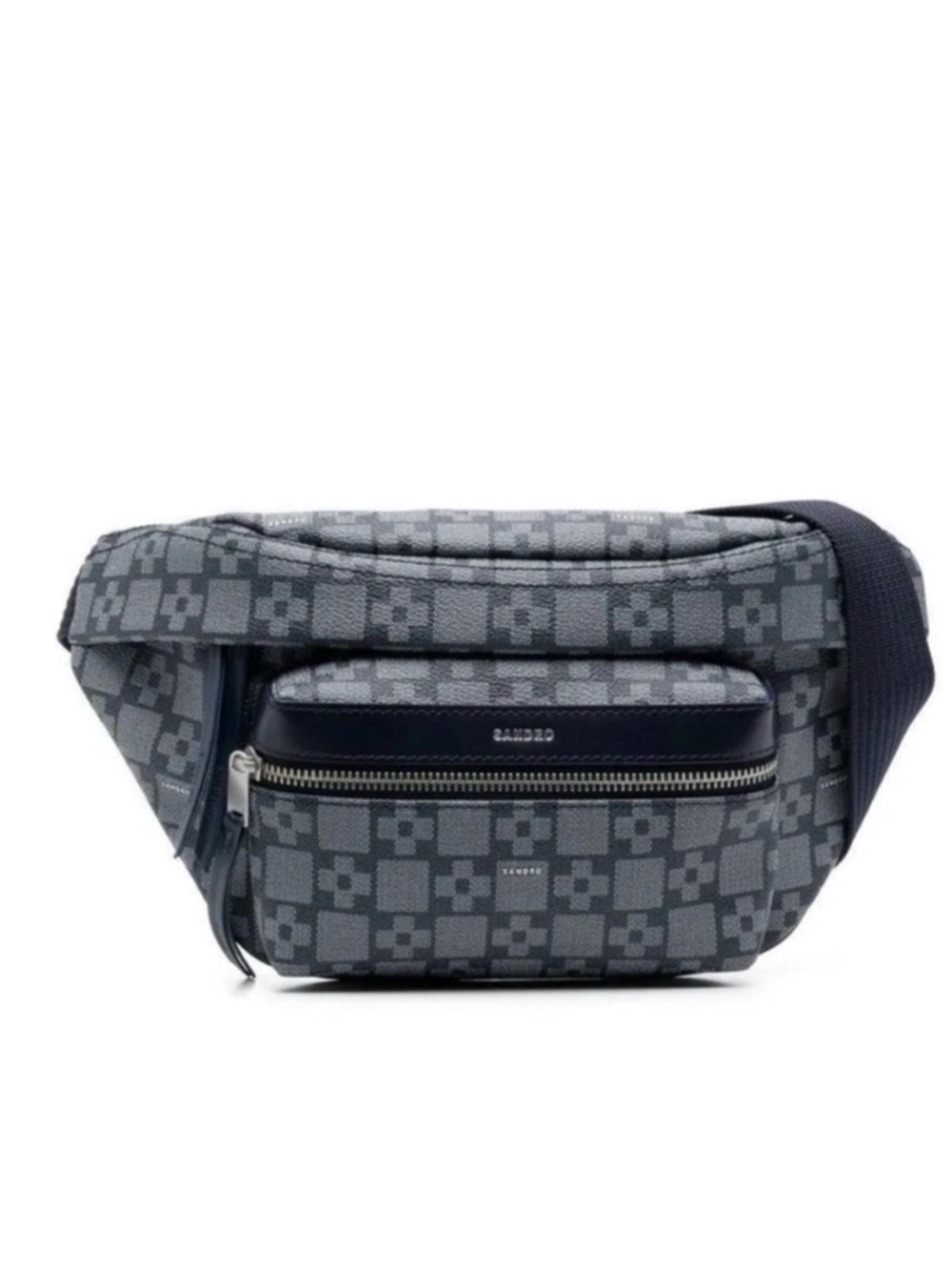 Sandro Paris Blue Monogram Coated Canvas Belt Bag NWT Unisex